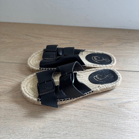 SAM EDELMAN Becca Black Leather Slide Sandal Espadrille - Picture 5 of 6